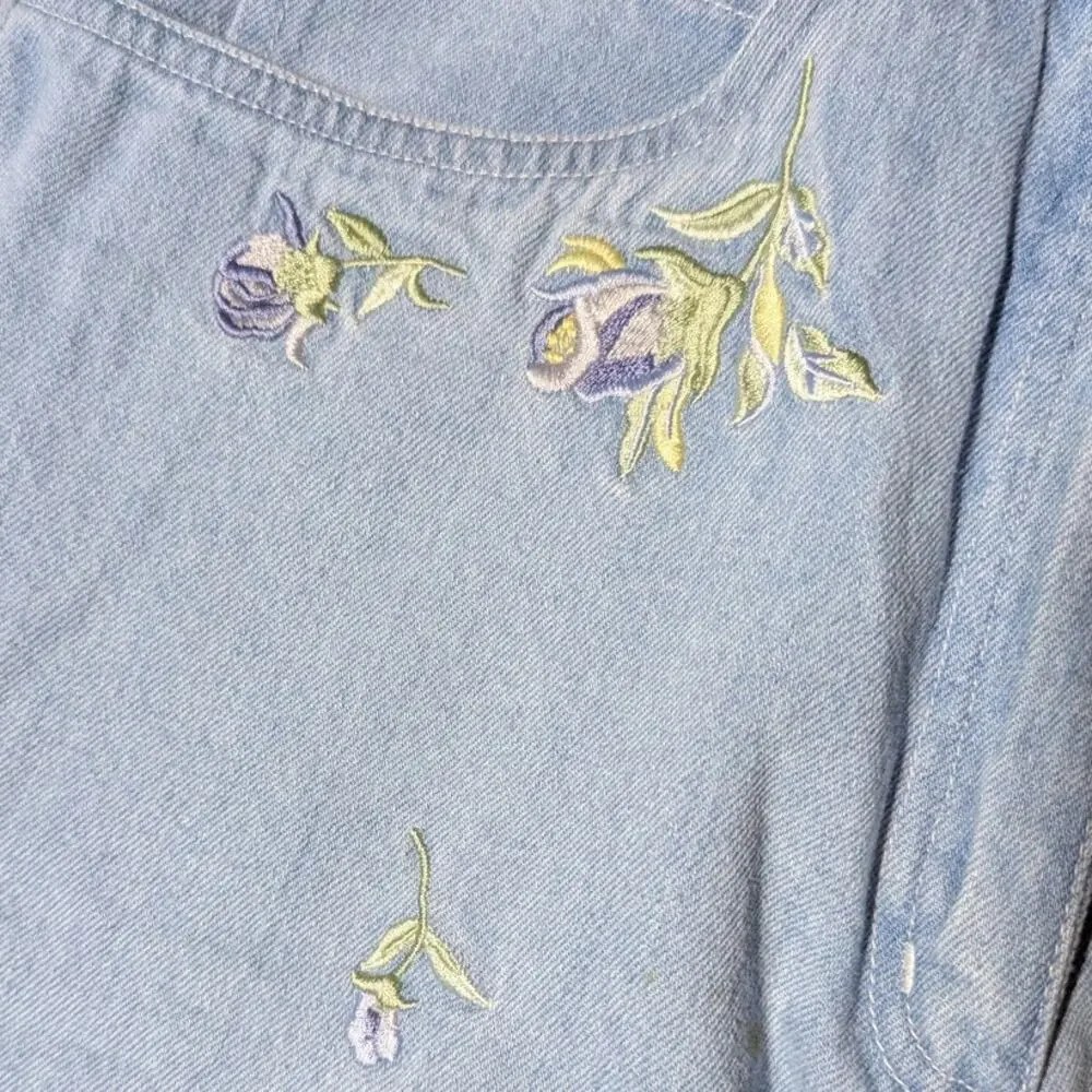 Vtg 1990s Together Blue Floral Embroidered High Rise Tapered Mom Jeans 10 NWT
